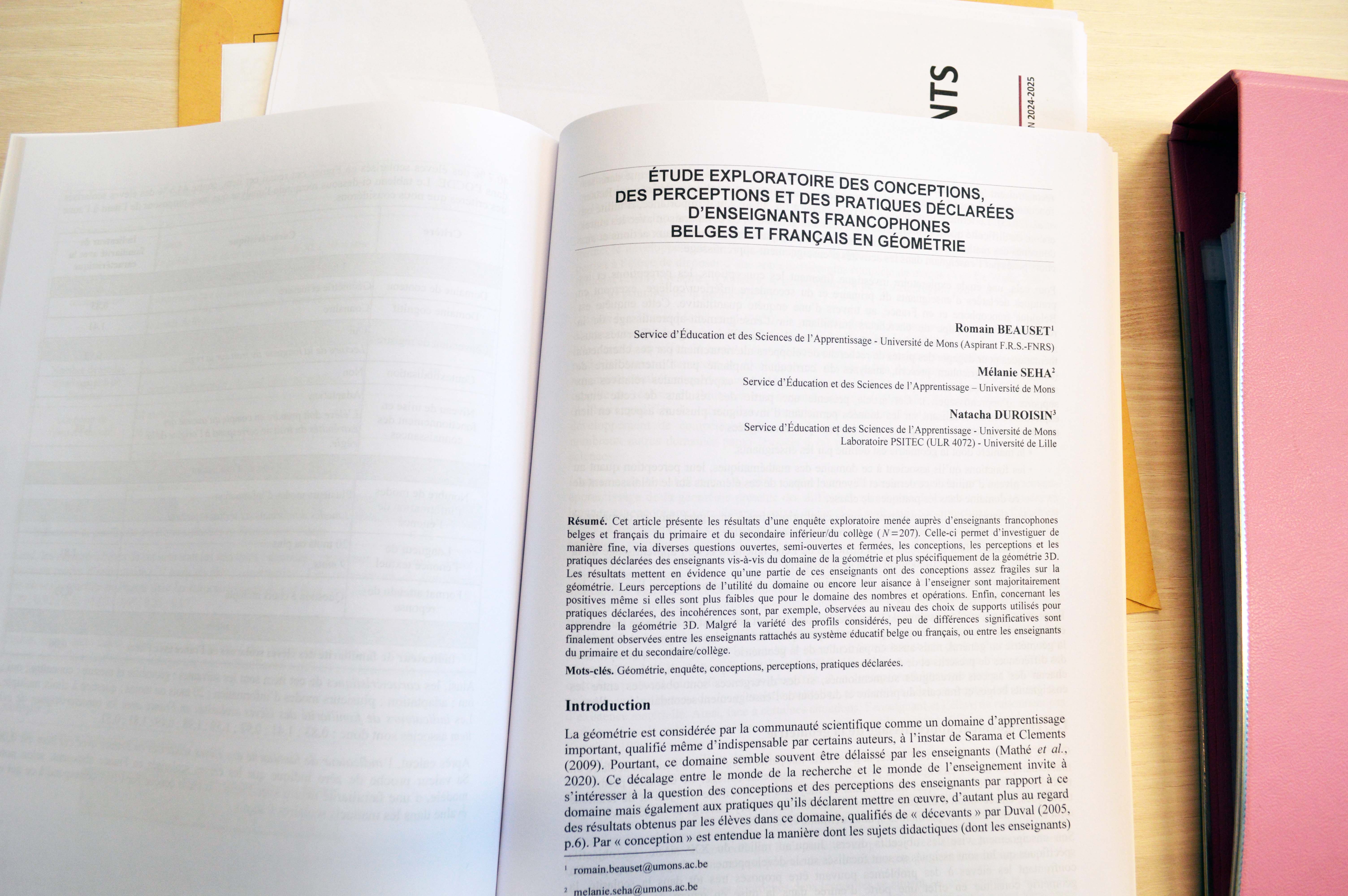 Article - Grand N 113 - Étude exploratoire des conceptions, des perceptions et des pratiques déclarées d’enseignants francophones belges et français en géométrie. Romain Beauset, Mélanie Seha et Natacha Duroisin.